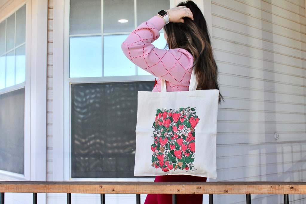 Strawberry Fields Forever Artist Made Canvas Cotton Tote Bag