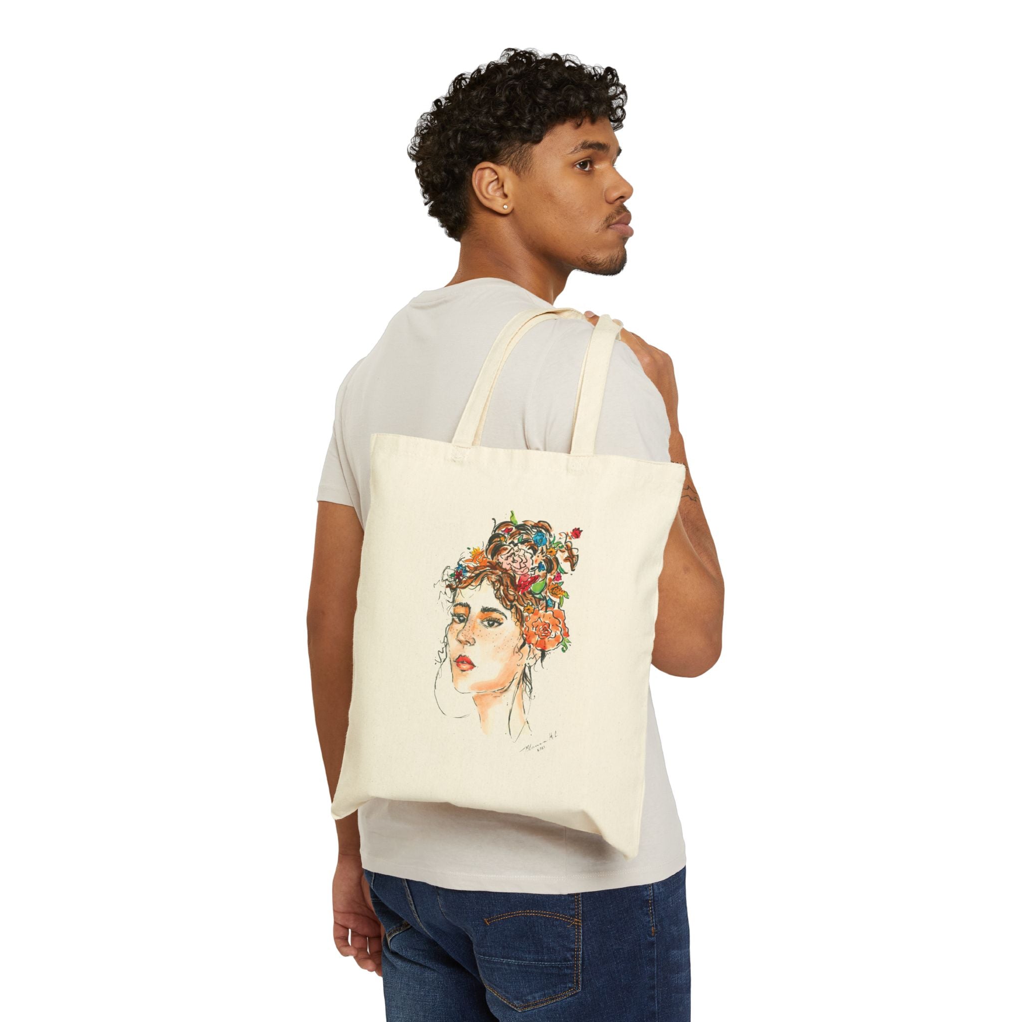 Canvas Tote Bag - Hoops and Flowers Watercolor Painting