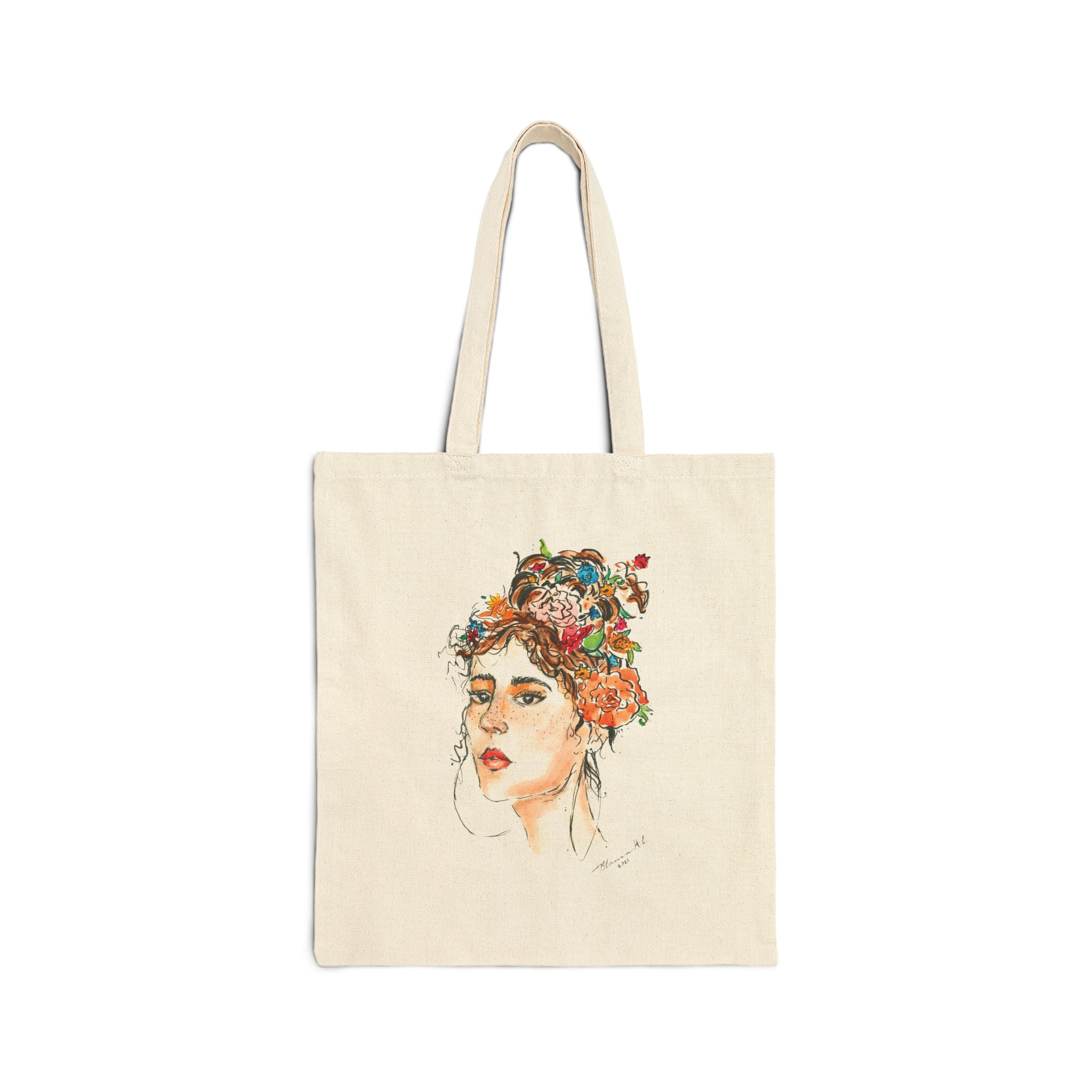 Canvas Tote Bag - Hoops and Flowers Watercolor Painting