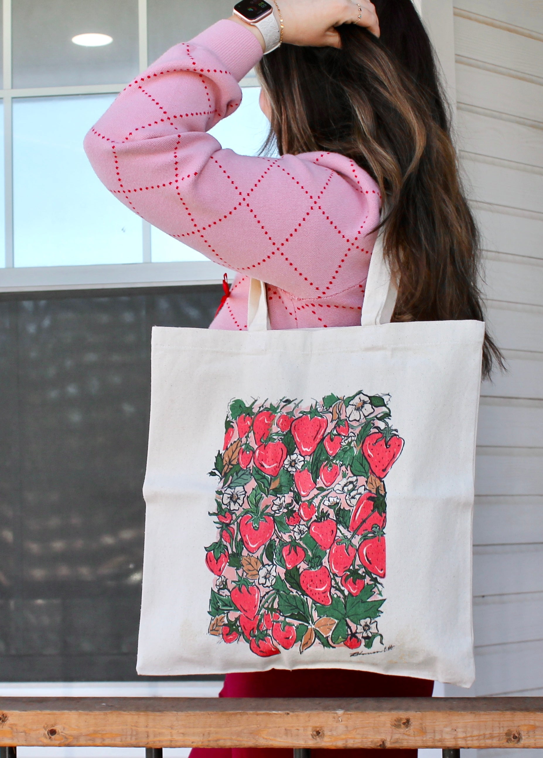 Strawberry Fields Forever Artist Made Canvas Cotton Tote Bag