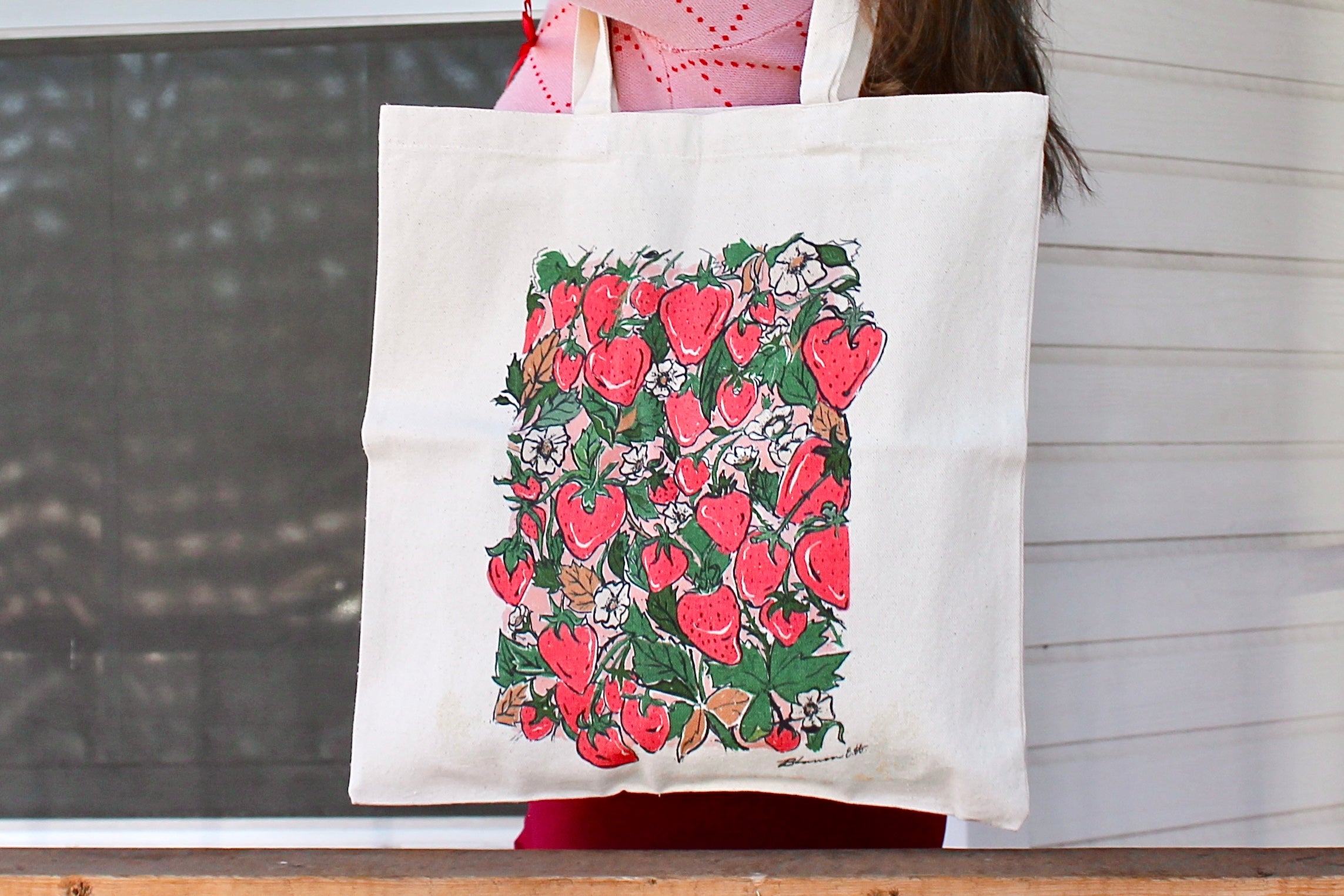 Strawberry Fields Forever Artist Made Canvas Cotton Tote Bag