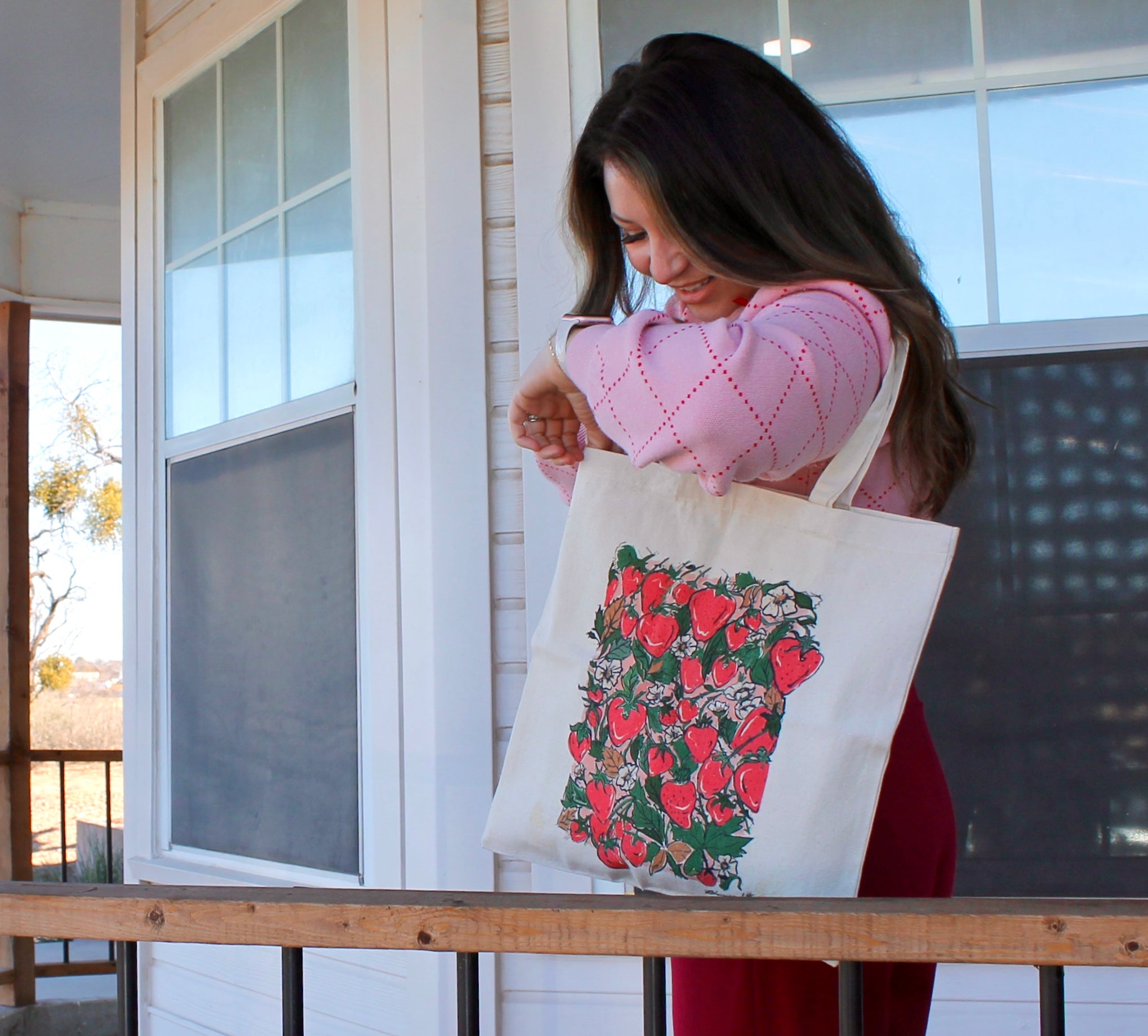 Strawberry Fields Forever Artist Made Canvas Cotton Tote Bag