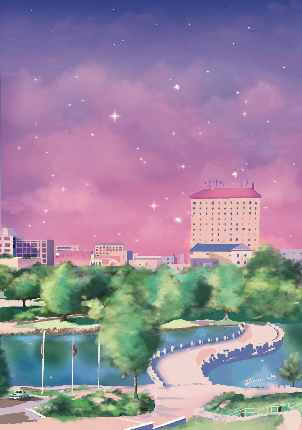 Downtown San Angelo Illustration print