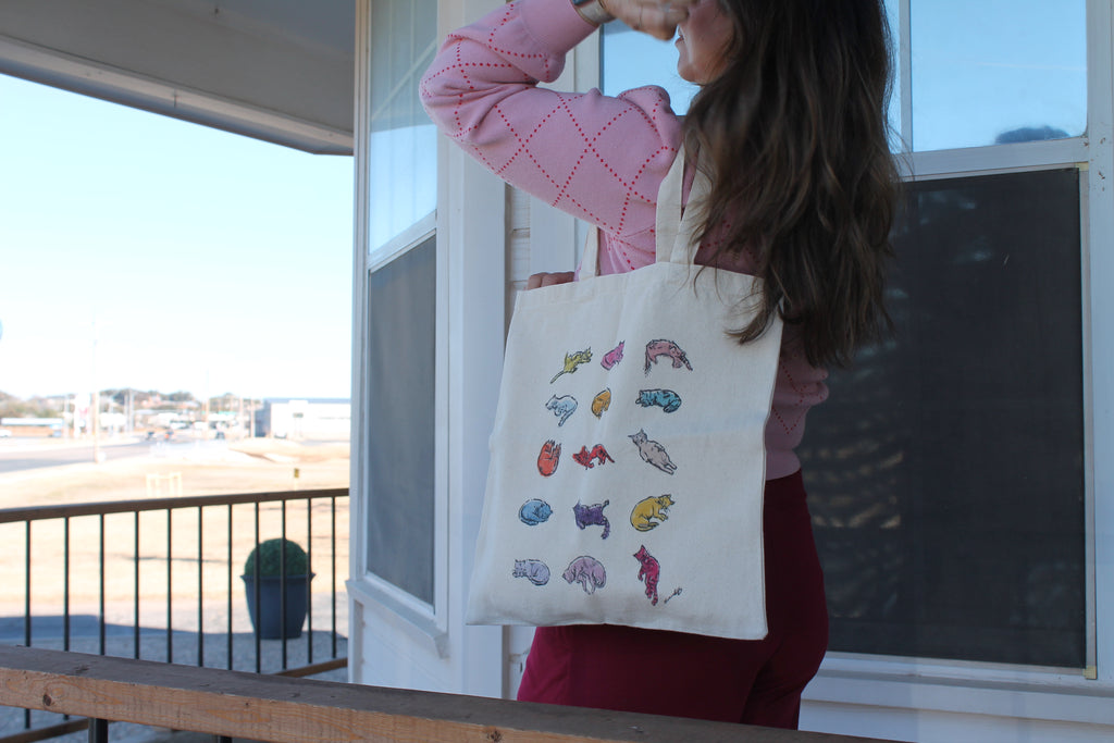 Colorful Kitties 100% Cotton Canvas Tote Bag