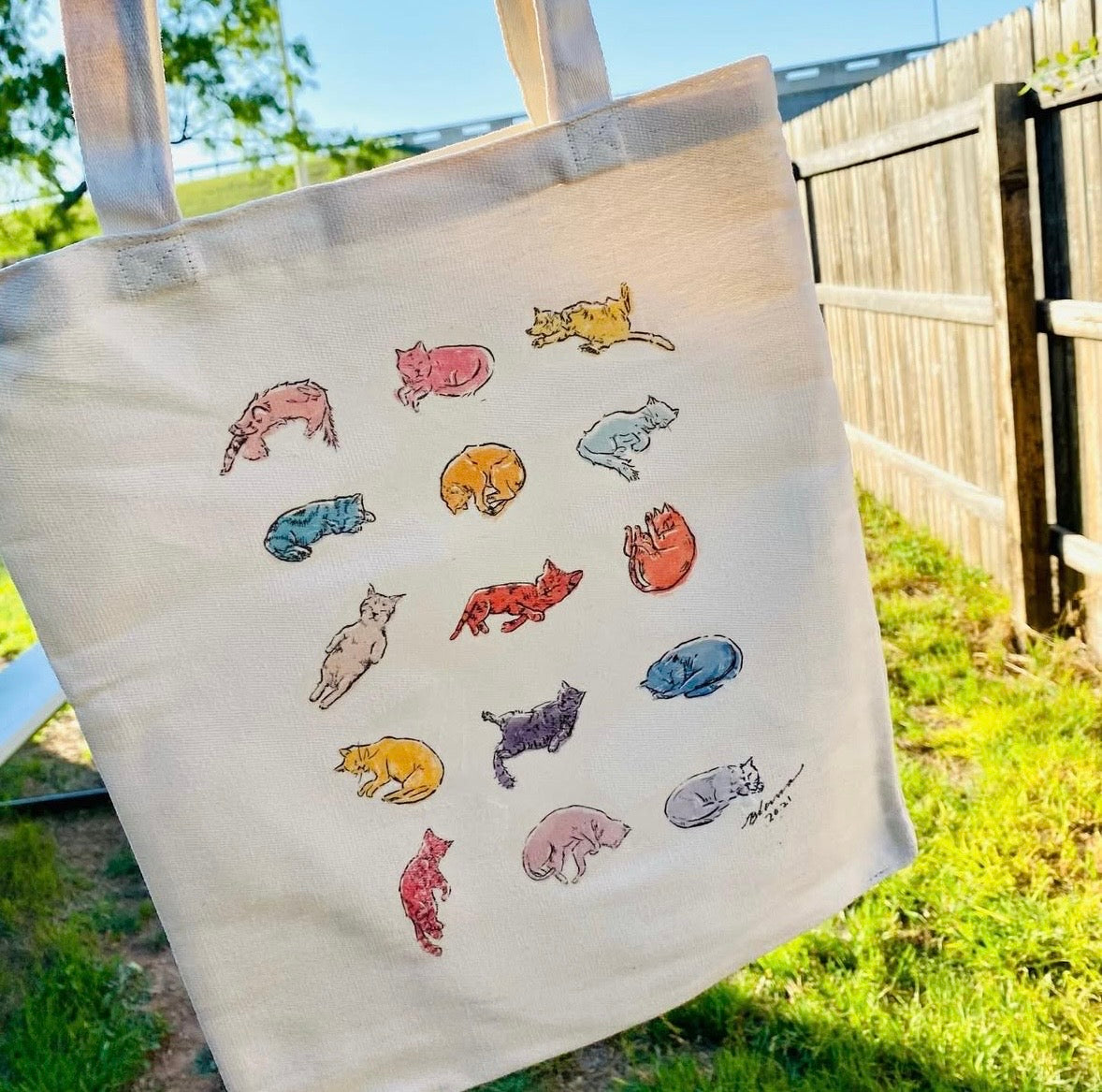 Colorful Kitties 100% Cotton Canvas Tote Bag