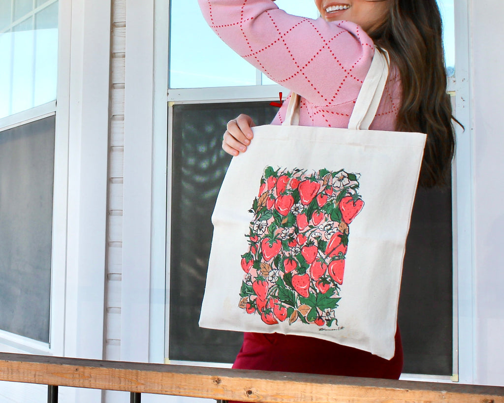 Strawberry Fields Forever Artist Made Canvas Cotton Tote Bag