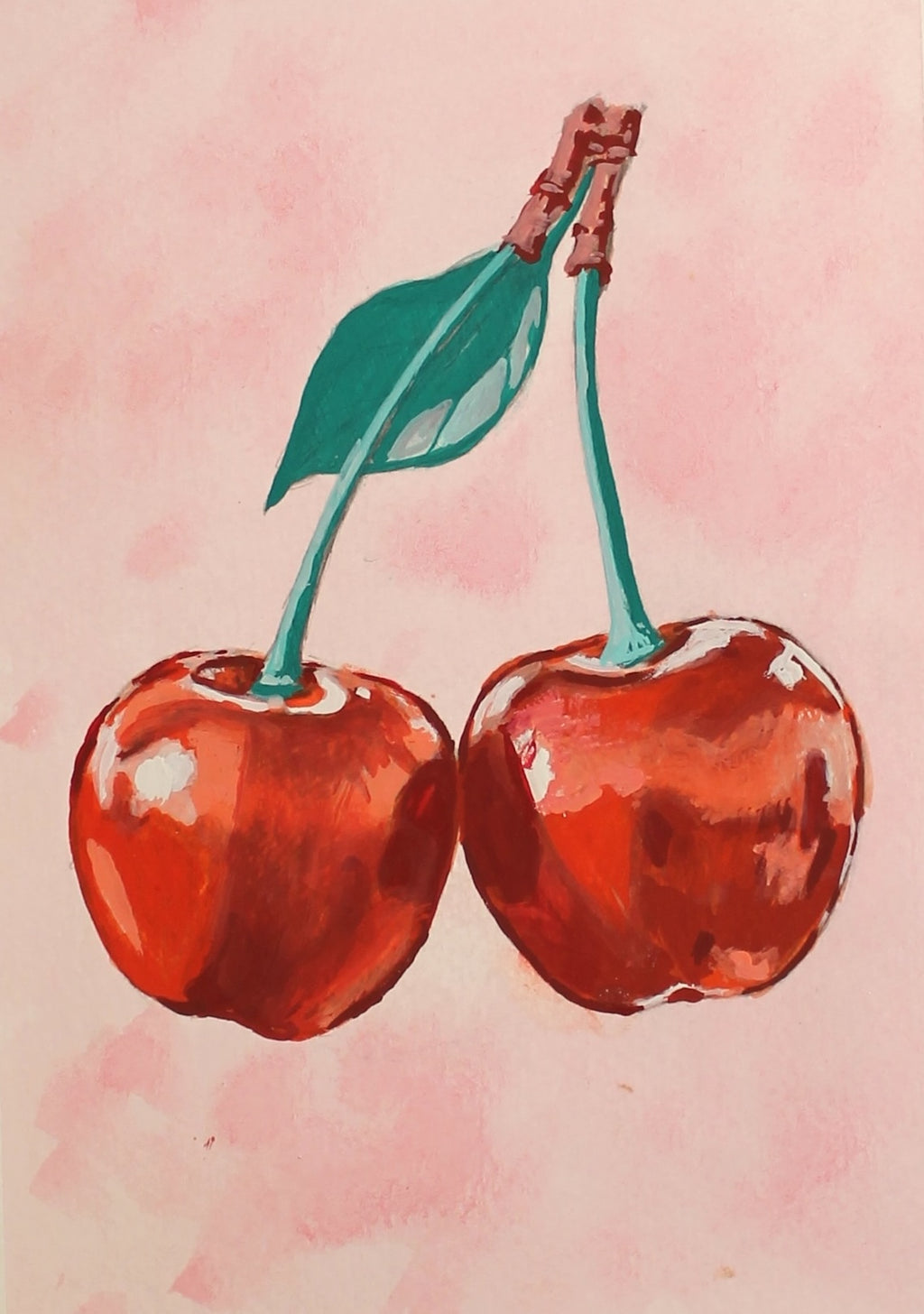 Cherries Original Gouache Painting