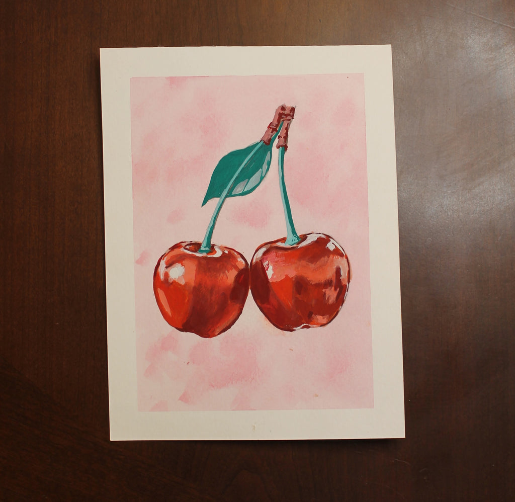 Cherries Original Gouache Painting