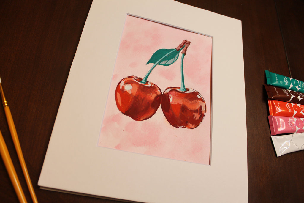 Cherries Original Gouache Painting