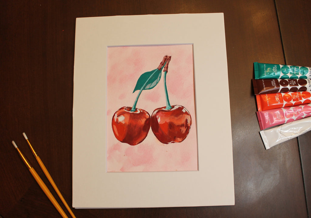 Cherries Original Gouache Painting