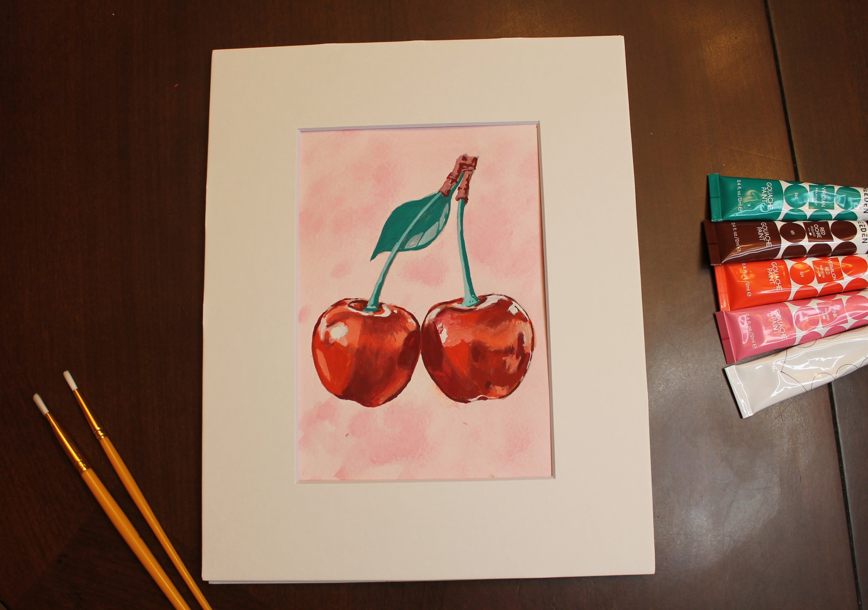 Cherries Original Gouache Painting
